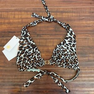 NWT Tory Burch Leopard Bikini Top Size Small